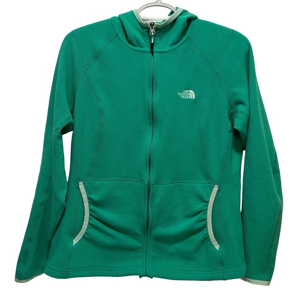 The North Face Womens Green Polartec Full Zip Fleece Hoodie Jacket Sz M